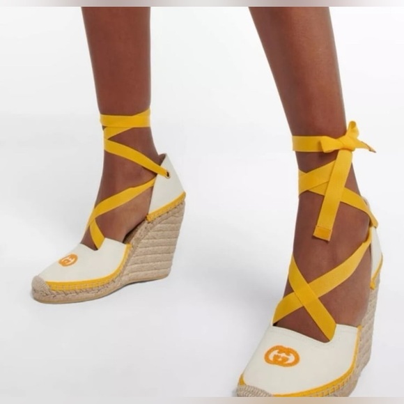Gucci GG canvas wedge espadrilles EU Size 37.5 , US size 7.5 - Picture 2 of 11
